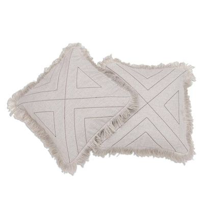 Alternate image for Triangle Pattern 100 Cotton Cushion Cover Pair Triangle in Natural