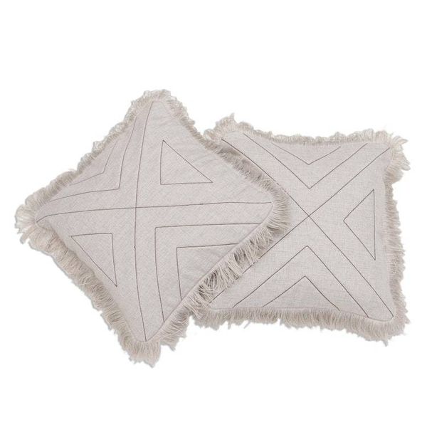 Alternate image for Triangle Pattern 100 Cotton Cushion Cover Pair Triangle in Natural