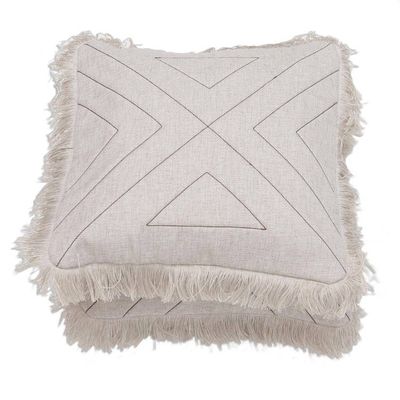 Alternate image for Triangle Pattern 100 Cotton Cushion Cover Pair Triangle in Natural