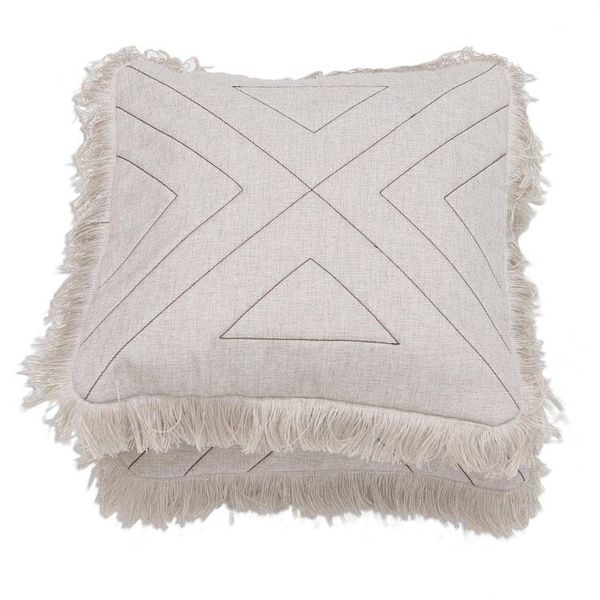 Alternate image for Triangle Pattern 100 Cotton Cushion Cover Pair Triangle in Natural
