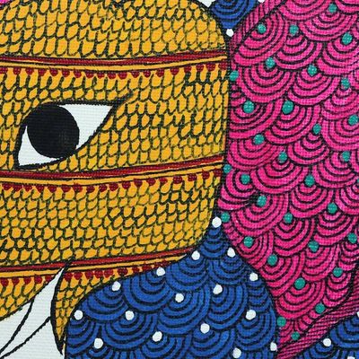 Alternate image for Elephant-Themed Traditional Acrylic Gond Painting on Paper Harmony Between Nature