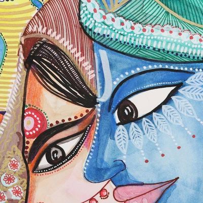 Alternate image for Romantic Watercolor Painting on Handmade Paper Divine Love II