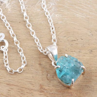 Alternate image for Sterling Silver Pendant Necklace with Freeform Apatite Gem Creative Freedom