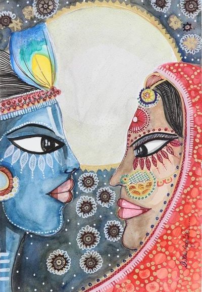 Alternate image for Watercolor Love-Themed Painting on Handmade Paper Deep in My Eyes