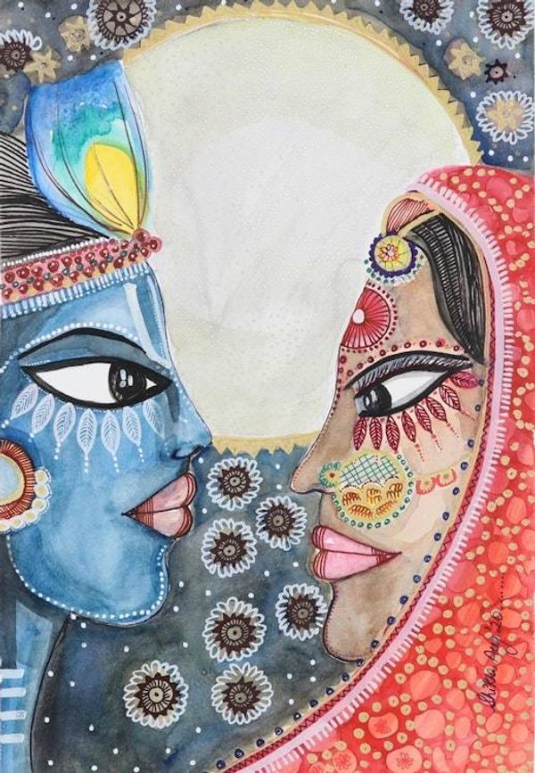 Alternate image for Watercolor Love-Themed Painting on Handmade Paper Deep in My Eyes