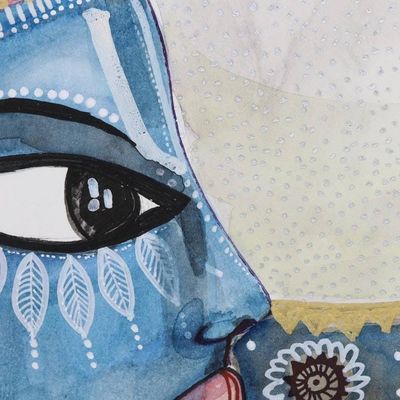 Alternate image for Watercolor Love-Themed Painting on Handmade Paper Deep in My Eyes