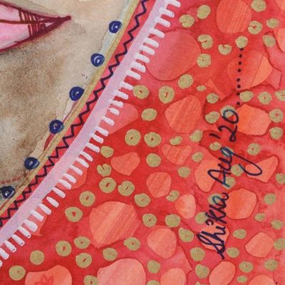 Alternate image for Watercolor Love-Themed Painting on Handmade Paper Deep in My Eyes