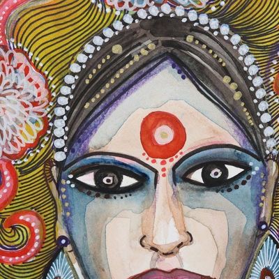 Alternate image for Watercolor Figure Painting on Handmade Paper Divine Aura