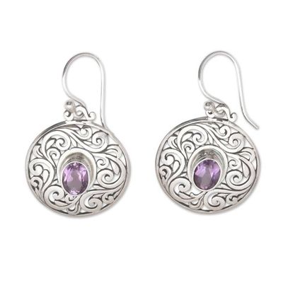 Alternate image for Amethyst and Sterling Silver Dangle Earrings from Indonesia Purple Memories