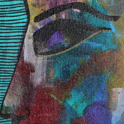 Alternate image for Expressionist Acrylic on Canvas Painting from India Together in My Soul