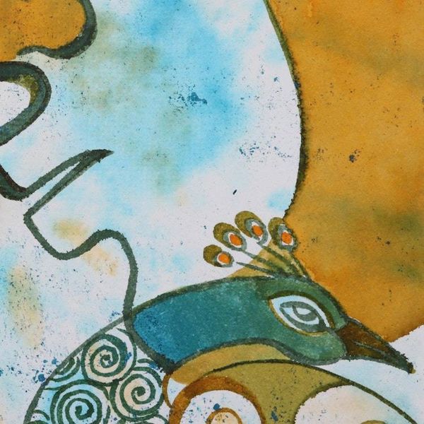 Alternate image for Signed Expressionist Krishna and Radha Painting from India Krishna  Radha