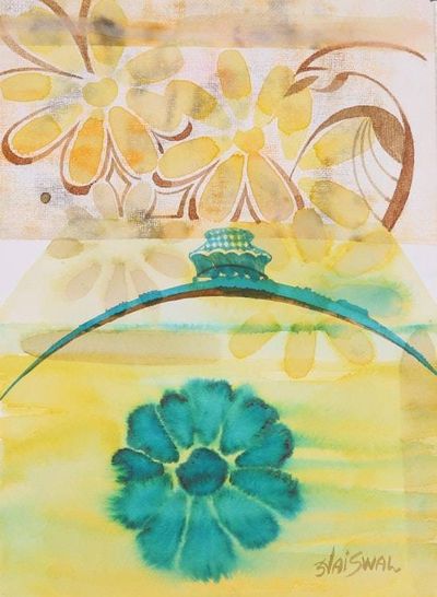 Primary image for Signed Floral Freestyle Painting by an Indian Artist Ceremony