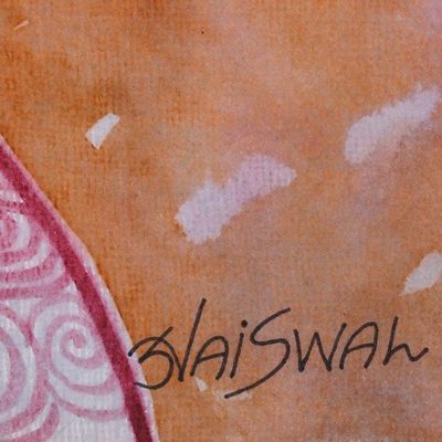 Alternate image for Signed Expressionist Painting of Radha and Krishna Divine Love