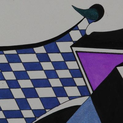 Alternate image for Signed Cubist Painting of Ganesha from India Creative Ganesha