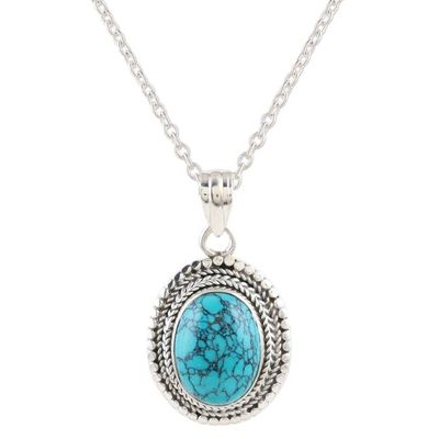 Alternate image for Reconstituted Turquoise and Sterling Silver Pendant Necklace Bright Allure