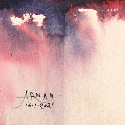 Alternate image for Watercolor Landscape on Handmade Paper Reflection of Nature