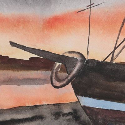 Alternate image for Signed Watercolor on Handmade Paper Mahananda River