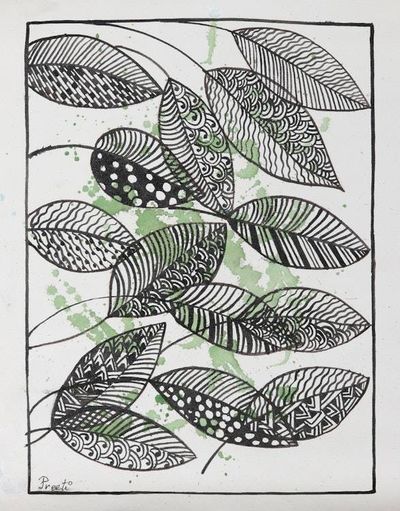 Alternate image for Leaf-Themed Original Acrylic Painting Leaves All the Way