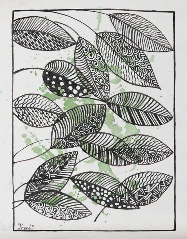 Alternate image for Leaf-Themed Original Acrylic Painting Leaves All the Way