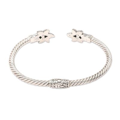 Alternate image for Handcrafted Sterling Silver Amethyst Cuff Bracelet from Bali Twin Starfish in Purple