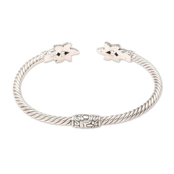 Alternate image for Handcrafted Sterling Silver Amethyst Cuff Bracelet from Bali Twin Starfish in Purple