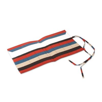 Alternate image for Multicolor Striped 100 Cotton Roll Pencil Case from India Chic Ideas
