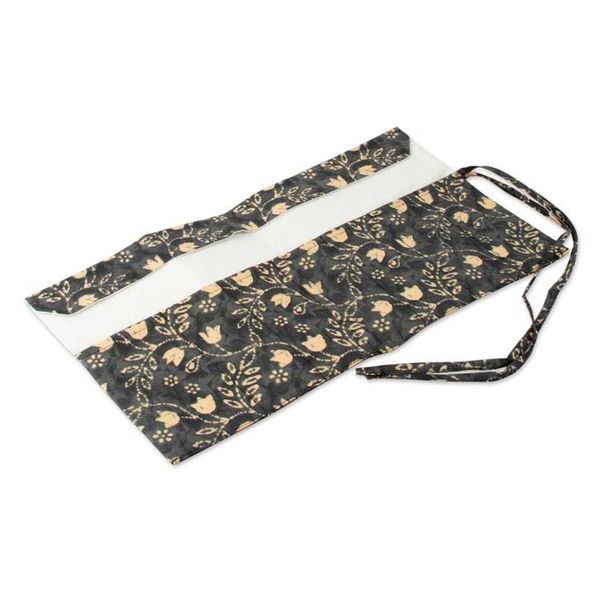 Alternate image for Black and Yellow Cotton Roll Pencil Case with Floral Theme Nighttime Illusions