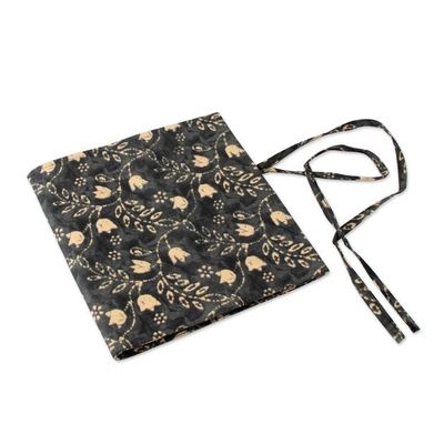 Alternate image for Black and Yellow Cotton Roll Pencil Case with Floral Theme Nighttime Illusions