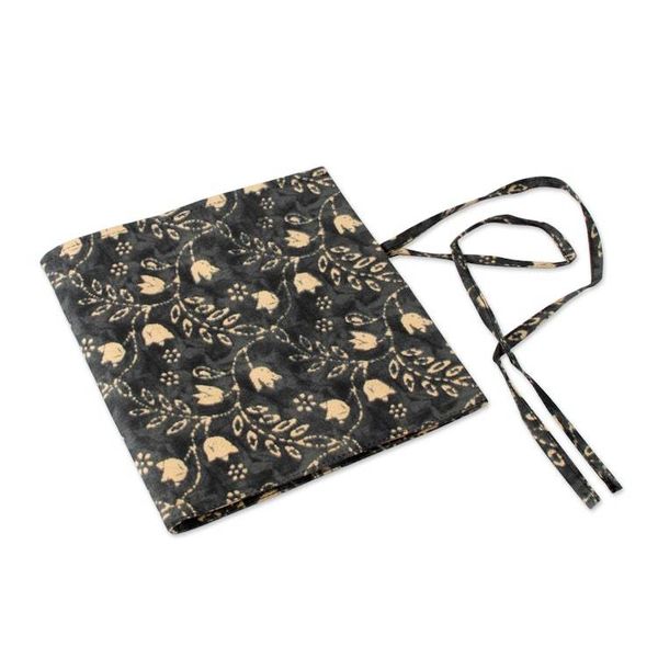 Alternate image for Black and Yellow Cotton Roll Pencil Case with Floral Theme Nighttime Illusions