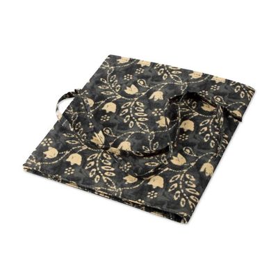 Alternate image for Black and Yellow Cotton Roll Pencil Case with Floral Theme Nighttime Illusions