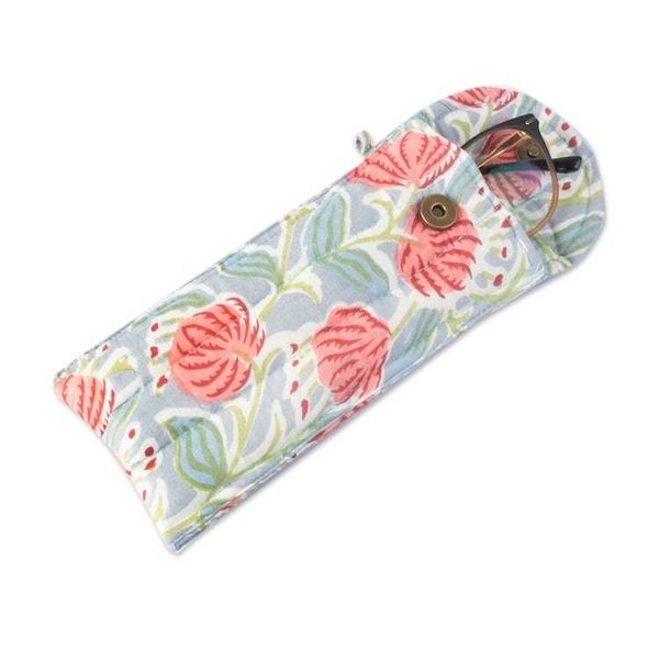 Alternate image for Floral-Themed Cotton Pencil and Eyeglass Case 2-Piece Set Blossoming Functionality