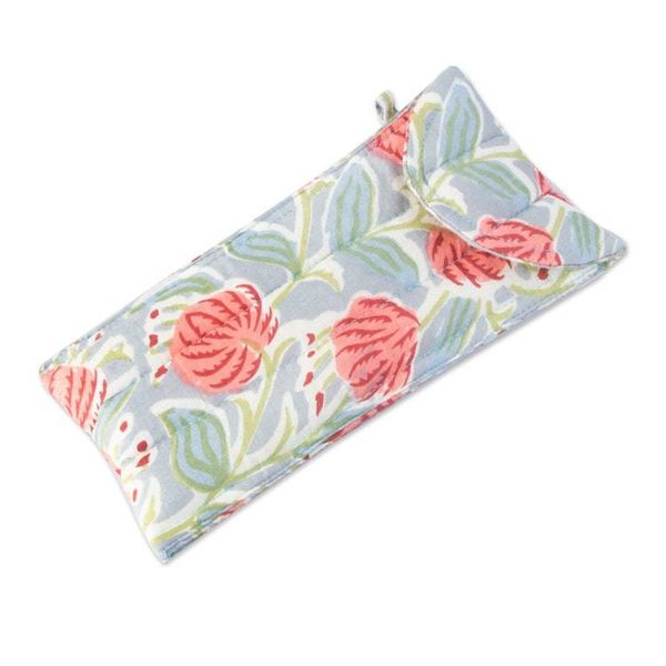 Alternate image for Floral-Themed Cotton Pencil and Eyeglass Case 2-Piece Set Blossoming Functionality