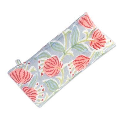 Alternate image for Floral-Themed Cotton Pencil and Eyeglass Case 2-Piece Set Blossoming Functionality