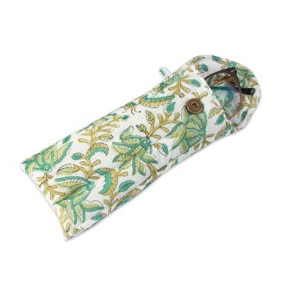 Alternate image for 2-Piece Cotton Pencil and Eyeglass Case Set with Leaf Design Leafy Functionality