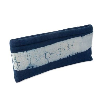 Alternate image for Striped Blue White Cotton Pencil Eyeglass Case 2-Piece Set Indigo Functionality