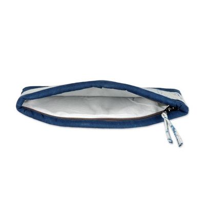 Alternate image for Striped Blue White Cotton Pencil Eyeglass Case 2-Piece Set Indigo Functionality