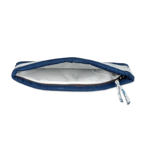 Alternate image for Striped Blue White Cotton Pencil Eyeglass Case 2-Piece Set Indigo Functionality