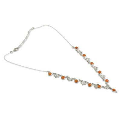 Alternate image for Classic Natural Carnelian and Sterling Silver Link Necklace Fiery Princess