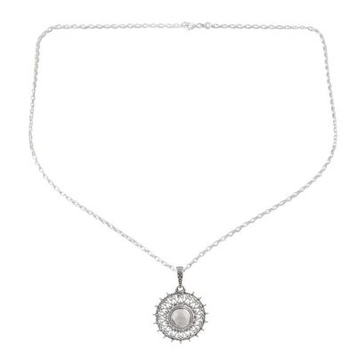 Alternate image for Round Howlite Pendant Necklace from India Swirling Tendrils
