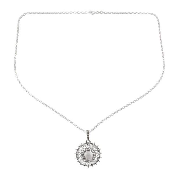 Alternate image for Round Howlite Pendant Necklace from India Swirling Tendrils