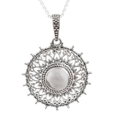 Alternate image for Round Howlite Pendant Necklace from India Swirling Tendrils