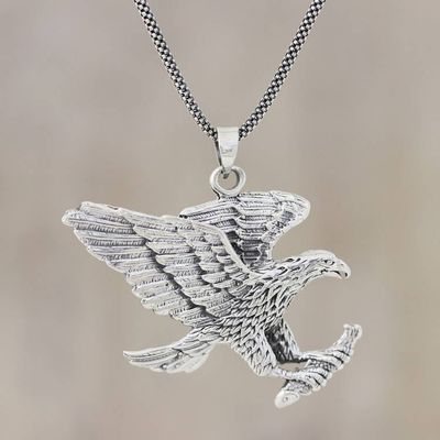 Primary image for Mens Sterling Silver Eagle Pendant Necklace from India Excellent Eagle