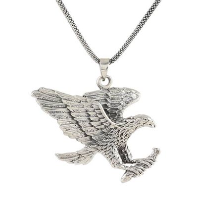 Alternate image for Mens Sterling Silver Eagle Pendant Necklace from India Excellent Eagle
