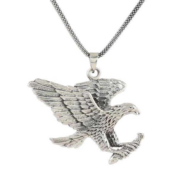 Alternate image for Mens Sterling Silver Eagle Pendant Necklace from India Excellent Eagle