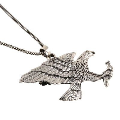 Alternate image for Mens Sterling Silver Eagle Pendant Necklace from India Excellent Eagle