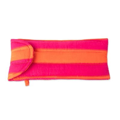 Alternate image for Orange Fuchsia Cotton Pencil and Eyeglass Case 2-Piece Set Sweet Functionality