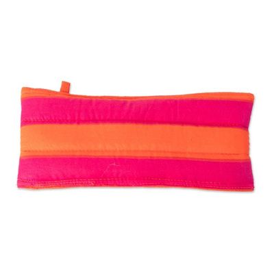 Alternate image for Orange Fuchsia Cotton Pencil and Eyeglass Case 2-Piece Set Sweet Functionality