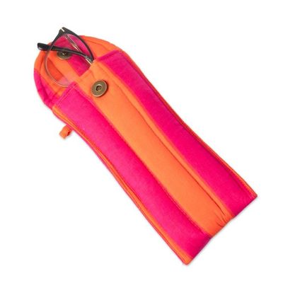 Alternate image for Orange Fuchsia Cotton Pencil and Eyeglass Case 2-Piece Set Sweet Functionality