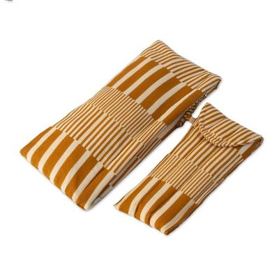 Alternate image for Cotton Pencil Eyeglass Case 2-Piece Set with Striped Design Yellow and Jolly Functionality