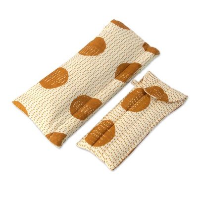 Alternate image for Dotted Ochre Ivory 2-Piece Cotton Pencil Eyeglass Case Set Ochre Dot Functionality